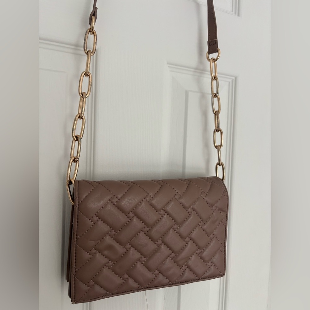 forever 21 Elegant Brown Quilted Chain Shoulder Bag